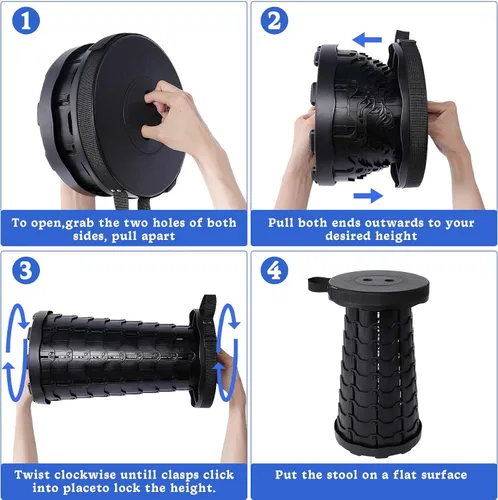 Miniatura 4 de VOLIXOD Taburete telescópico plegable portátil, taburete retráctil para adultos, asientos plegables mejorados con capacidad de carga de 550 libras