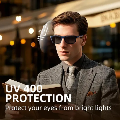 Miniatura 2 de Missfive Paquete de 2 lentes de lectura solar bifocales ligeros para hombre, bloqueo de luz azul, cercano/lejano, doble uso, bisagra de resorte
