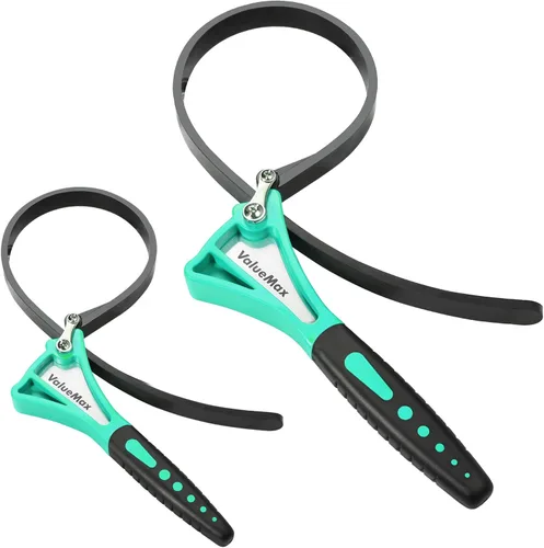 Miniatura 8 de ValueMax Juego de llaves de correa de 2 piezas, llave de filtro de aceite ajustable con diámetro máximo de 4 pulgadas (pequeño) y 6 pulgadas Naranja