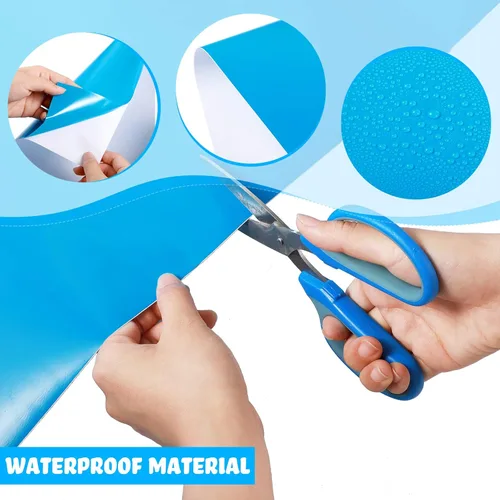 Miniatura 3 de Nuanchu Parche de vinilo autoadhesivo de reparación de PVC de 12 x 40 pulgadas para casa de rebote, natación, piscinas sobre el suelo, lanchas Azul