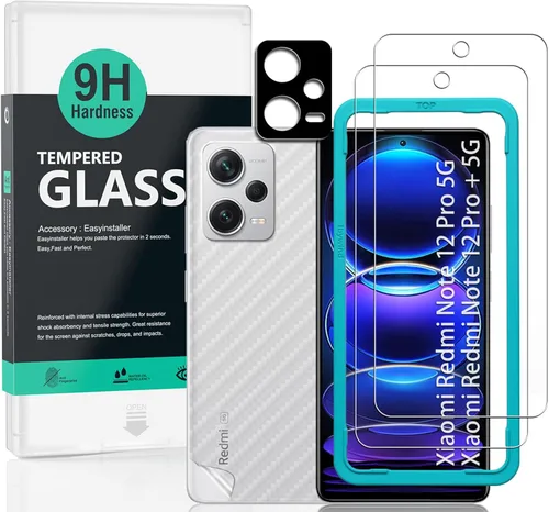 Ibywind Paquete de 2 protectores de pantalla para Redmi Note 12 Pro 5G/Pro+/Pro Plus 5G (6.67 pulgadas) + 1 protector de lente de cámara + 1