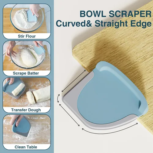 Miniatura 5 de Herramienta Raspador de Banco Cortador de Masa - Raspador de Tazón para Repostería para Pan, Pastel, Pizza, Cuchillo de Banco, Raspador de Masa