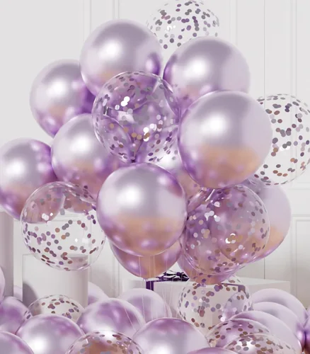 Miniatura 11 de AULE - Globos de fiesta (42 unidades), diseño de globos de látex y confeti y cintas de 64 ft, 12 pulgadas, set de decoración