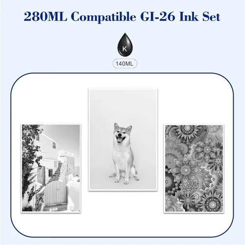 Miniatura 4 de GI-26 GI26 GX7021 Botellas de repuesto de tinta negra compatibles con botellas de tinta Canon 26 GI-26 GI26 funcionan para Canon MAXIFY GX7021