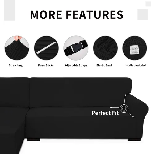 Miniatura 4 de Funda Easy-Going elástica para sofá modular, 2 piezas, en forma de L, para diván, para sala de estar, tela jacquard, con parte inferior elástica