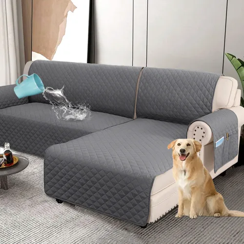 Miniatura 7 de H.VERSAILTEX Fundas de Sofá Seccional 100% Impermeables de 2 Piezas Fundas de Sofá en Forma de L Lavables para Perros Antideslizantes