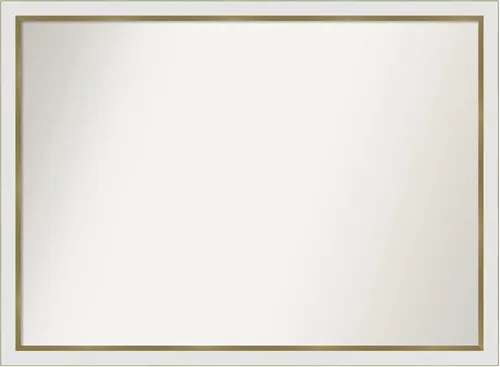 Miniatura 437 de Amanti Art Espejo de baño blanco para sobre el fregadero, 30 x 35 pulgadas, espejo de tocador rectangular estrecho de Eva de oro blanco, marco