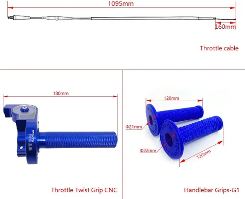 Miniatura 2 de 7/8 pulgadas 0.866 in acelerador Twist Grip CNC aluminio con cable de acelerador y agarre de manillar para 50cc 125cc 150cc 250cc Dirt Bike