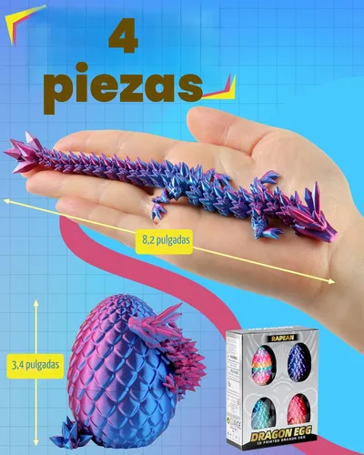 Miniatura 2 de Huevos de dragón impresos en 3D con dragón en el interior, decoración de mesa de fantasía, juguetes de impresión 3D para niños y adultos, decoración