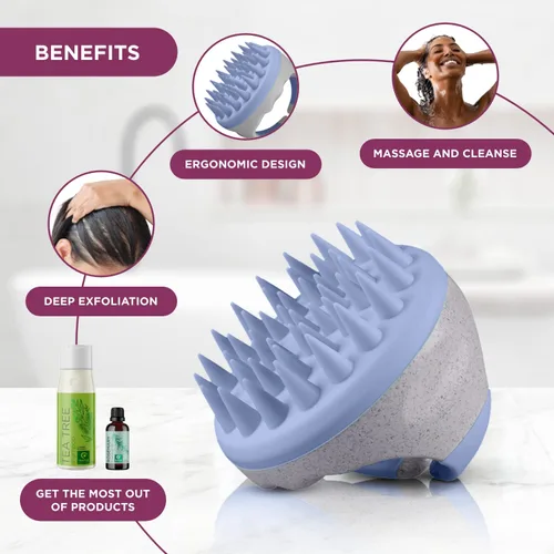 Miniatura 7 de Biotin Shampoo with Scalp Scrubber Set - Cepillo de champú para el cabello y exfoliante de silicona para el cuero cabelludo con champú voluminizador
