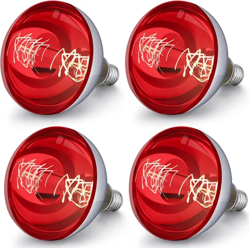VIHOSE Paquete de 4 lámparas de calor de 125 W, 120 V, R40, bombillas incandescentes de vidrio, bombillas de calefacción incandescentes para re