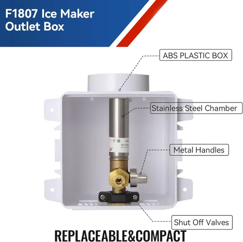 Miniatura 3 de Caja de salida para máquina de hielo con pararrayos de martillo de agua, entrada PEX de crimpado de 1/2 pulgada y conexión de salida de compresión