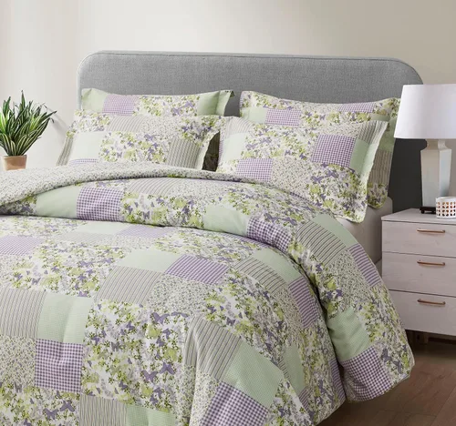 Miniatura 3 de Chezmoi Collection Daisy - Juego de edredón de retazos estampados de 3 piezas, diseño de mariposas moradas, caramelo botánico a cuadros, ropa