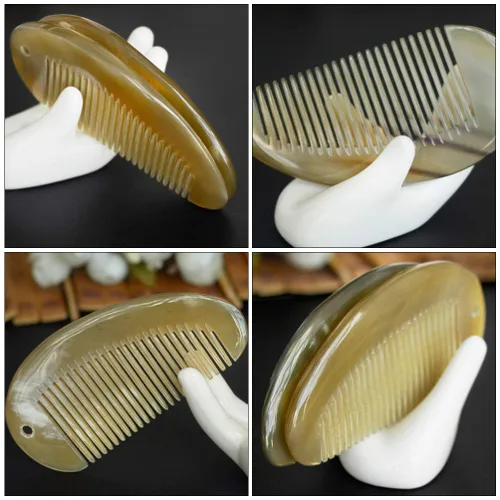 Miniatura 5 de Healifty Peine de cuerno de yak para cabello de dientes anchos, peine desenredante para cabello y barba, peine natural sin estática, para mujeres