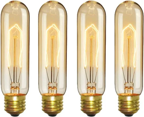 Bombilla incandescente E26 T10 tubular vintage Edison de 40 W, candelabro decorativo regulable de 120 voltios, luz nocturna, bombilla de estilo
