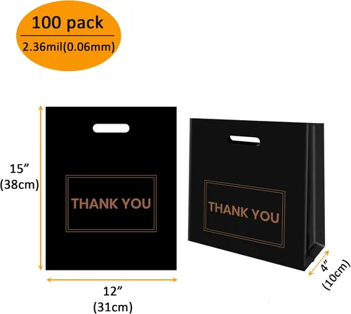 Miniatura 2 de 100 bolsas de agradecimiento de plástico de 12 x 15 pulgadas para pequeñas empresas, para tiendas, boutiques, fiestas, regalos, ropa y más, bolsas