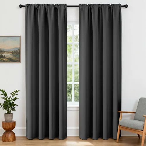 Miniatura 10 de CUCRAF Cortinas opacas de 45 pulgadas de largo, juego de 2 paneles para dormitorio, bolsillo para cortinero, cortinas de oscurecimiento