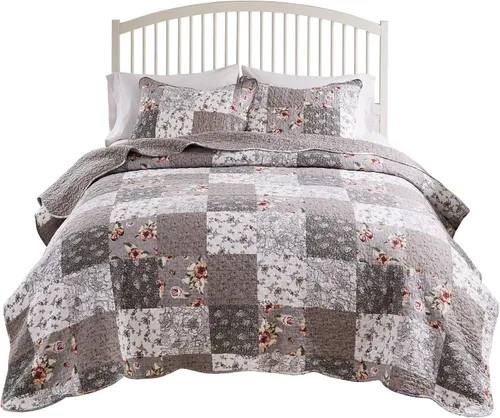 Miniatura 4 de Barefoot Bungalow GL-1812AMST Giulia - Juego de edredón individual, color gris
