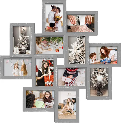 Miniatura 11 de JERRY & MAGGIE - Portarretratos múltiple de 24 x 24 pulgadas, en PVC para pared, para fotografías de 6 x 4 pulgadas, 12 portarretratos, varios Dorado