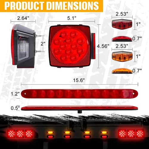 Miniatura 7 de Gonice Juego de 2 luces LED cuadradas para remolque, freno de freno, cola de matrícula, lámpara de luz LED para 12 V, cámper, camión, caravana