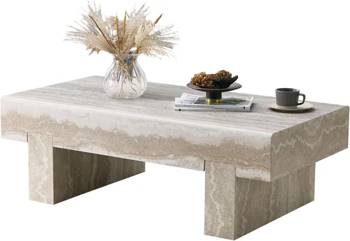 Miniatura 16 de Mesa de centro rectangular rústica de 47.24 pulgadas MDF con patas de metal para sala de estar, comedor, dormitorio, oficina A-rectángulo-marrón