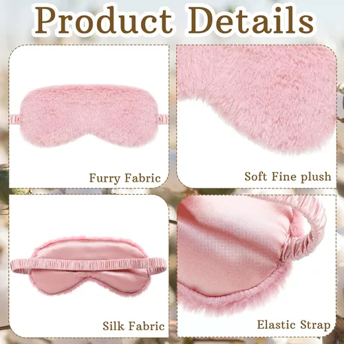 Miniatura 3 de Geyoga 8 máscaras de ojos de felpa a granel para dormir, máscara de ojos de piel sintética, recuerdos de fiesta de pijamas, máscaras para mujeres