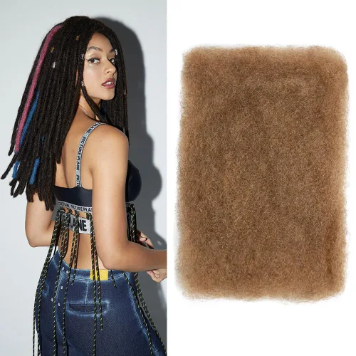 Miniatura 20 de FASHION IDOL Afro Kinkys - Cabello humano a granel para extensiones de rastas, reparación de Loc, trenzado, giro apretado, cabello humano afro