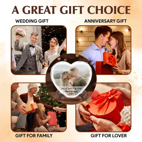 Miniatura 8 de Foto de cristal personalizada, cristal de corazón personalizado con imagen, regalos para pareja/pareja, regalos para el nuevo hogar/inauguración