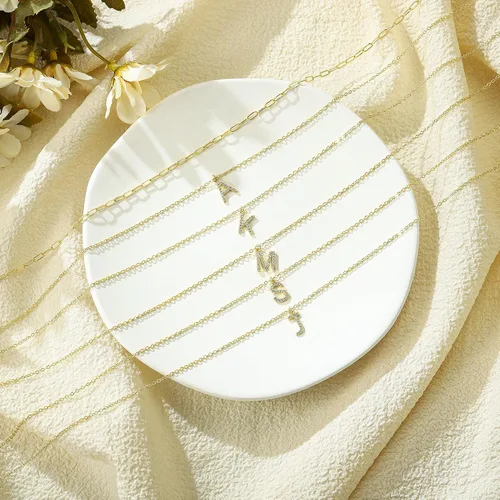 Miniatura 5 de Yoosteel Regalos para el día de San Valentín para niñas y ella, collares con iniciales de oro para mujer, chapado en oro, collar con dije de letra
