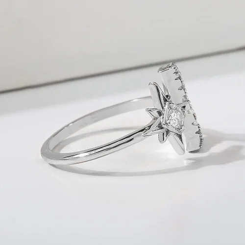 Miniatura 5 de Anillos de luna cúbica para mujer anillo abierto AAAA circonita cúbica luna y estrella abierta ajustable para EE UU 5-9 Metal Metal Cristal Zirconia