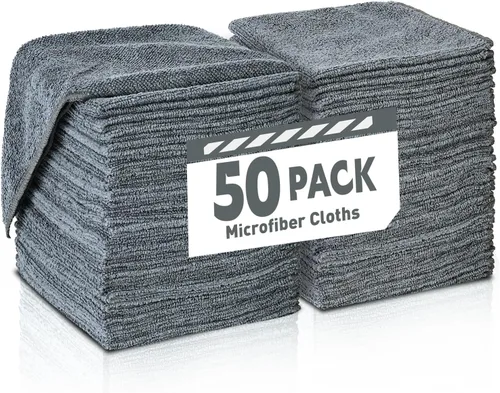 Miniatura 18 de TEAWOO Paños de limpieza de microfibra, paquete de 50 toallas de microfibra a granel, toallas para automóviles y hogar, trapos de limpieza de 5 5