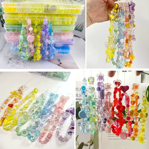 Miniatura 7 de 540 cuentas acrílicas de color naranja, cuentas redondas de plástico para pulseras, collares y manualidades de bricolaje