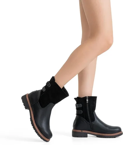Miniatura 5 de Vepose Botines 9680 para mujer, de tacón bajo, botines de moda para mujer con cordones en la espalda y cremallera lateral