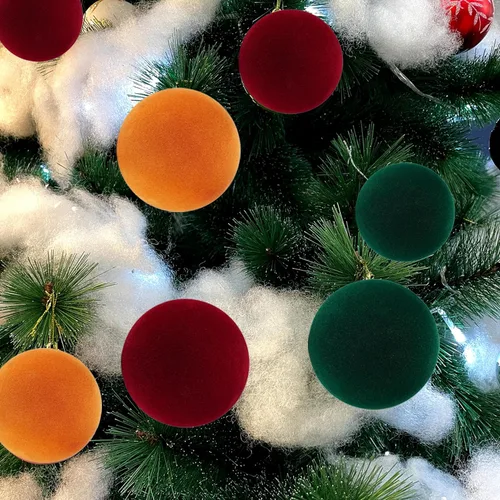 Miniatura 6 de Amooca Bolas de Navidad grandes de 3.15 pulgadas, adornos flocados para colgar en el árbol de Navidad, decoración para colgar en el árbol