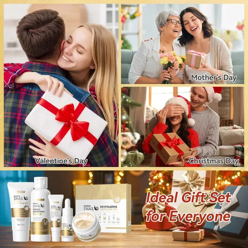 Miniatura 8 de Set de cuidado de la piel, juegos y kits revitalizantes para el cuidado de la piel de caracol facial, regalos para niñas adolescentes con limpiador