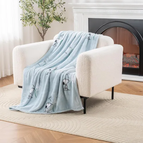 Miniatura 47 de Berkshire Blanket Peanuts® VelvetLoft® Manta de Felpa con el Tierno Personaje Snoopy, Peanuts Snoopy Everyday Buffalo Plaid Navy Tonal, Manta 55
