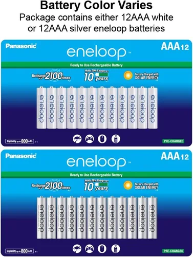 Miniatura 2 de Eneloop Panasonic - Baterías recargables AAA (paquete de 12) y cargador rápido avanzado