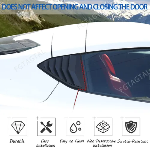 Miniatura 4 de Cubierta de rejilla para ventana lateral trasera compatible con Chevrolet Corvette C8 2020-2025, cubierta de moldura de persianas de ventana Mate