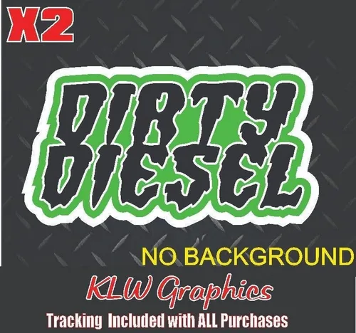Dirty Diesel Lime Green Black White Etiqueta engomada a todo color Turbo Diesel Truck 6.7 6.6 Crew Cab Hollín Impreso