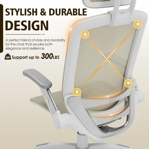 Miniatura 7 de GABRYLLY Silla de oficina ergonómica, Silla de escritorio de casa de respaldo alto con reposacabezas, brazos abatibles, bloqueo de inclinación