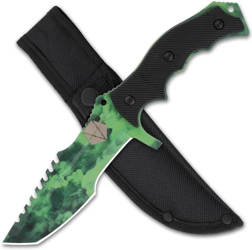 Miniatura 11 de REAT Cuchillo de hoja fija con funda, hoja de acero 440C de 4.1 pulgadas con diseño de espiga completa, mango ergonómico de plástico ABS, cuchillo