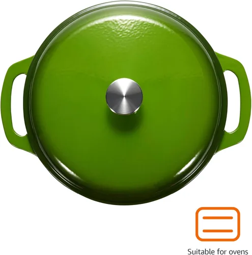 Miniatura 2 de Amazon Basics - Olla de horno holandés de hierro fundido con tapa, esmaltada, redonda, con asas dobles, resistente, mediana, 6 cuartos de galón