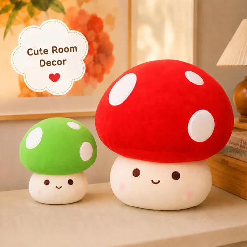 Miniatura 3 de Almohada de felpa de hongos verdes de 14 pulgadas, bonita decoración de hongos grandes, peluche de peluche, juguete suave regalo para niñas, niños