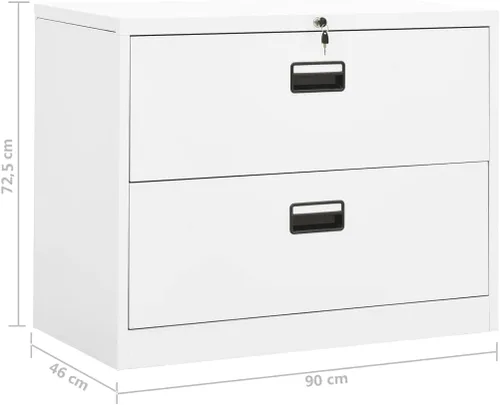 Miniatura 2 de Archivador de metal de 2 cajones, archivador de acero para oficina con cerradura para el hogar y la oficina, 35.4 x 18.1 x 28.5 pulgadas (blanco)