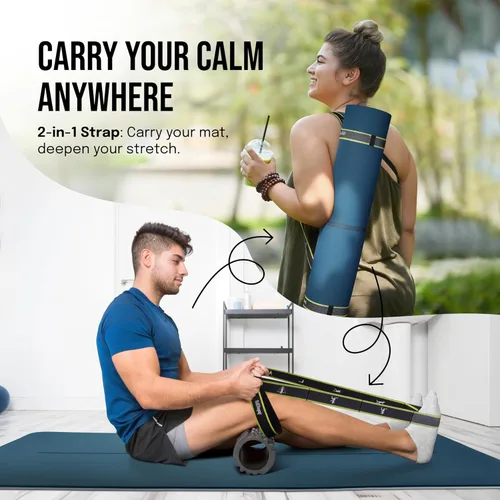 Miniatura 7 de Gogokiwi Tapete de yoga extra ancho para hombres y mujeres (72"L x 36"A) Tapete de fitness y ejercicio antideslizante con marcas de alineación