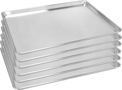Miniatura 10 de Paquete de 12 bandejas para hornear de tamaño medio, bandeja de aluminio comercial para galletas, duradera y antiadherente, 18 x 13 pulgadas