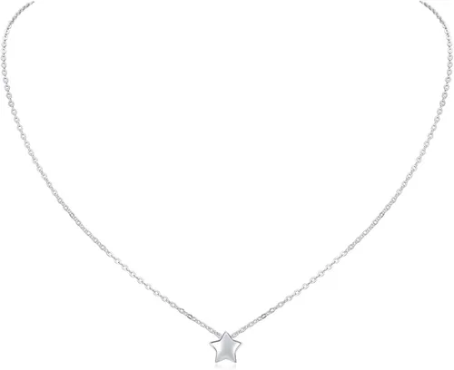 ChicSilver - Collar personalizado con dije de plata de ley 925, delicado y pequeño, diseño de corazónestrellalunapuntotriángulo para mujer,