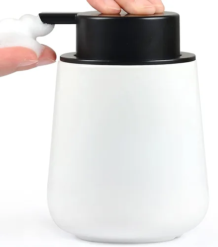 Miniatura 11 de Bosilunlife Dispensador de jabón espumoso de cerámica, dispensador de jabón de espuma de 12 onzas, dispensador de jabón líquido para encimera
