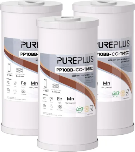 Miniatura 13 de PUREPLUS Cartucho de repuesto para filtro de agua de carbono y sedimentos FXHTC para toda la casa, de 5 micrones, de 10 x 4.5 pulgadas