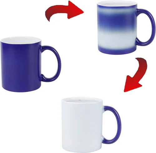 Miniatura 5 de Taza de sublimación cambiable de 11 onzas, 3 colores surtidos, negro, azul y rojo, empaquetada en caja blanca, caja de 6